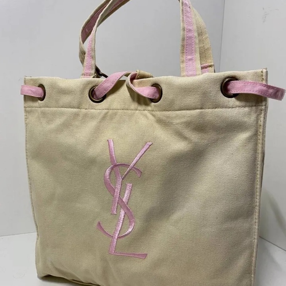 Yves Saint Laurent Tote Vintage Shopper Bag Big YSL Logo